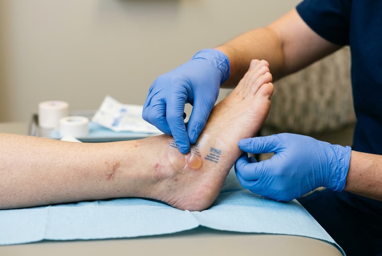 Protection d'une ampoule du pied avec un pansement adapté